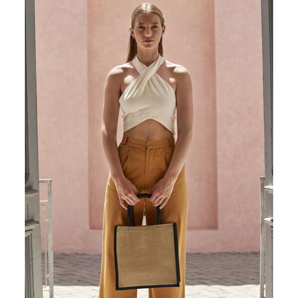 Natural starched jute midi tote Thumbnail