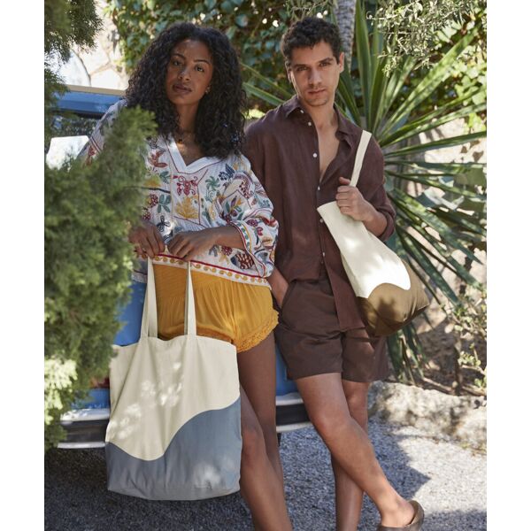 Organic cotton wave print maxi tote Thumbnail