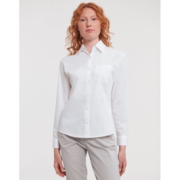 Ladies' Long Sleeve Classic Pure Cotton Poplin Shirt Thumbnail