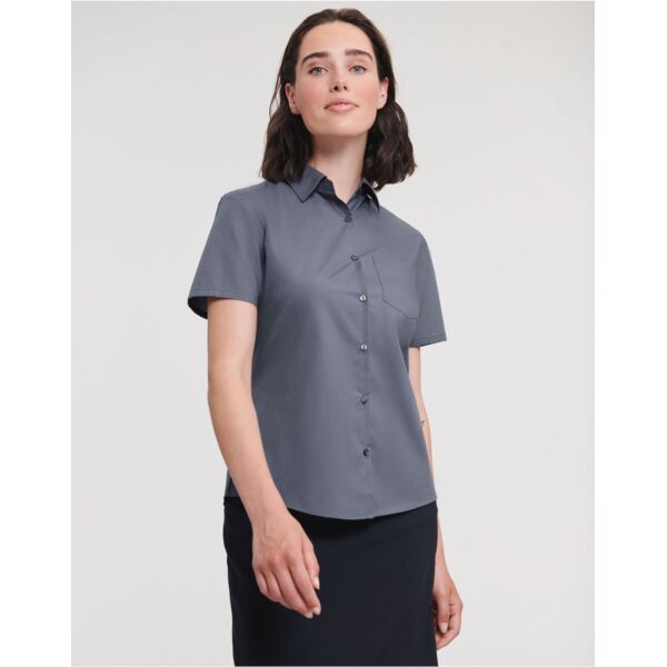 Ladies' Short Sleeve Classic Polycotton Poplin Shirt Thumbnail