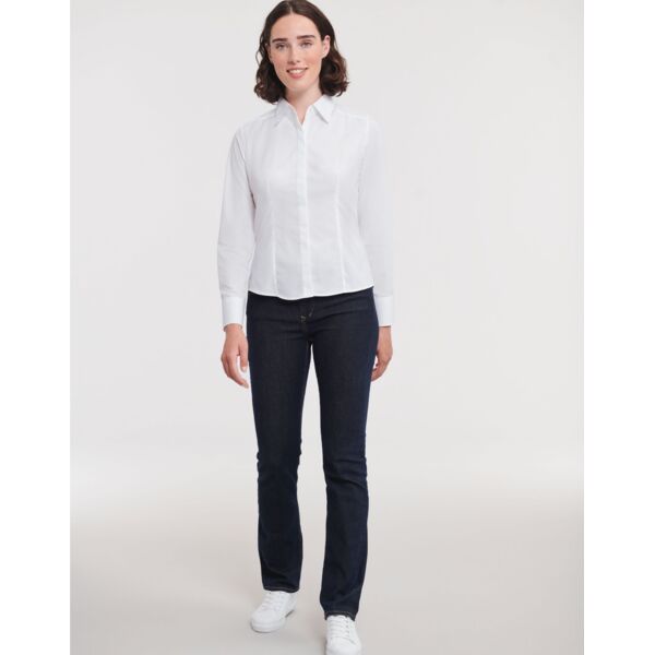 Ladies' Long Sleeve Fitted Polycotton Poplin Shirt Thumbnail