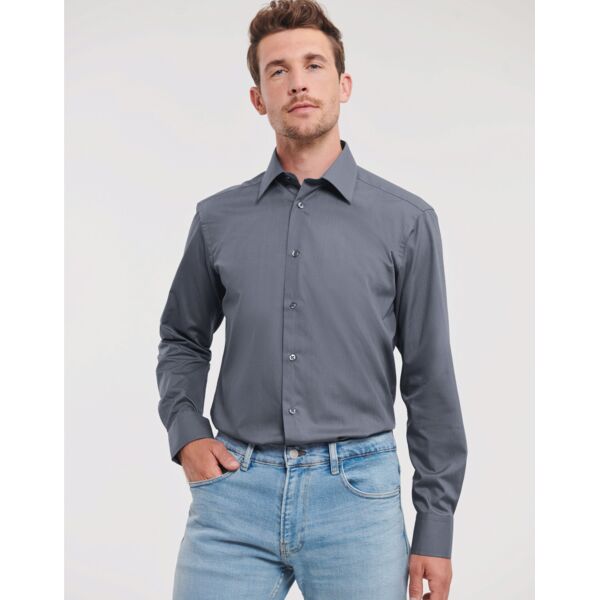 Men's Long Sleeve Tailored Polycotton Poplin Shirt Thumbnail