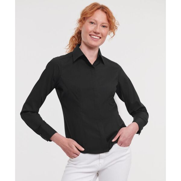 Women's long sleeve polycotton easycare fitted poplin shirt Thumbnail