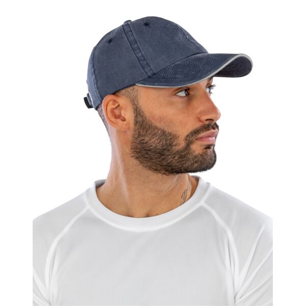 Washed Fine Line Cotton Cap with Sandwich Peak Thumbnail