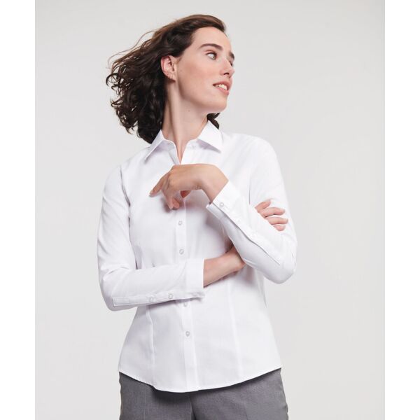 Women's long sleeve herringbone shirt Thumbnail