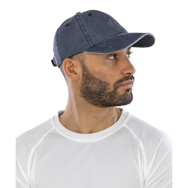 Washed fine line cotton cap with sandwich peak Thumbnail