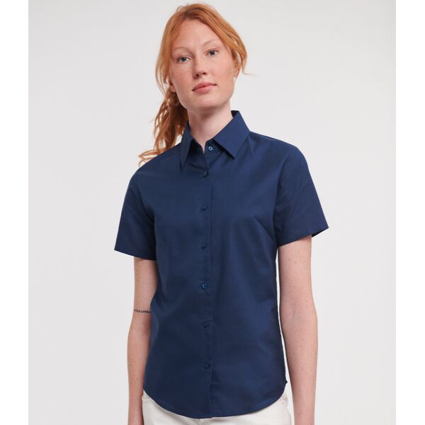 Russell Collection Ladies Short Sleeve Easy Care Oxford Shirt Thumbnail