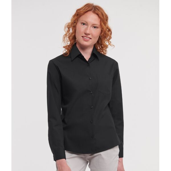 Russell Collection Ladies Long Sleeve Easy Care Cotton Poplin Shirt Thumbnail