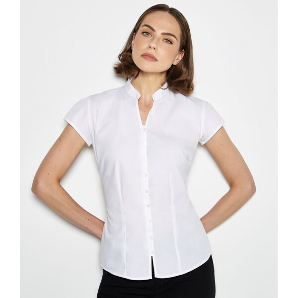 Kustom Kit Ladies Cap Sleeve V Neck Tailored Continental Blouse Thumbnail