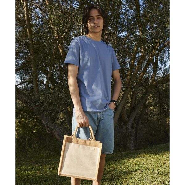 Cotton pocket jute midi tote Thumbnail