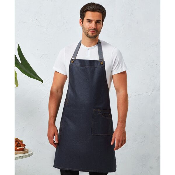 District waxed-look denim bib apron Thumbnail