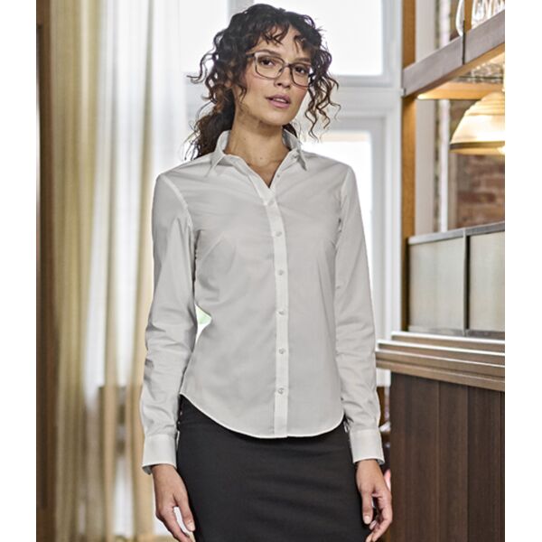 Tee Jays Ladies Stretch Luxury Long Sleeve Poplin Shirt Thumbnail
