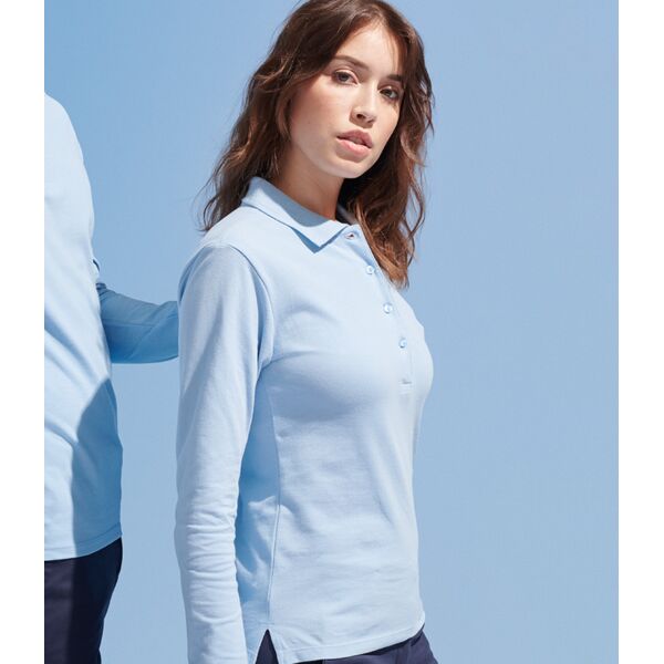 SOL'S Ladies Podium Long Sleeve Cotton Piqué Polo Shirt Thumbnail