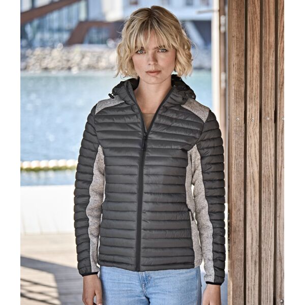 Tee Jays Ladies Crossover Hooded Padded Outdoor Jacket Thumbnail