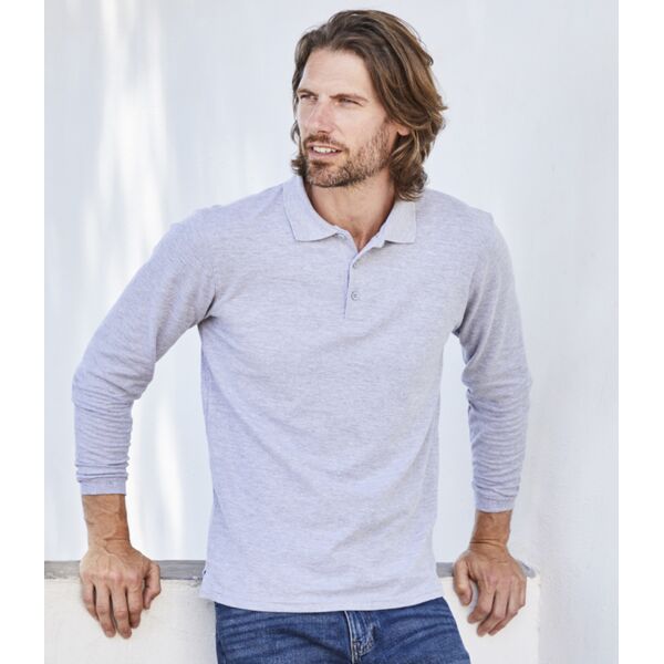 Fruit of the Loom Premium Long Sleeve Cotton Piqué Polo Shirt Thumbnail
